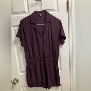 Uniqlo Wrap Elastic Band Waist Romper Sz M plum/burgundy